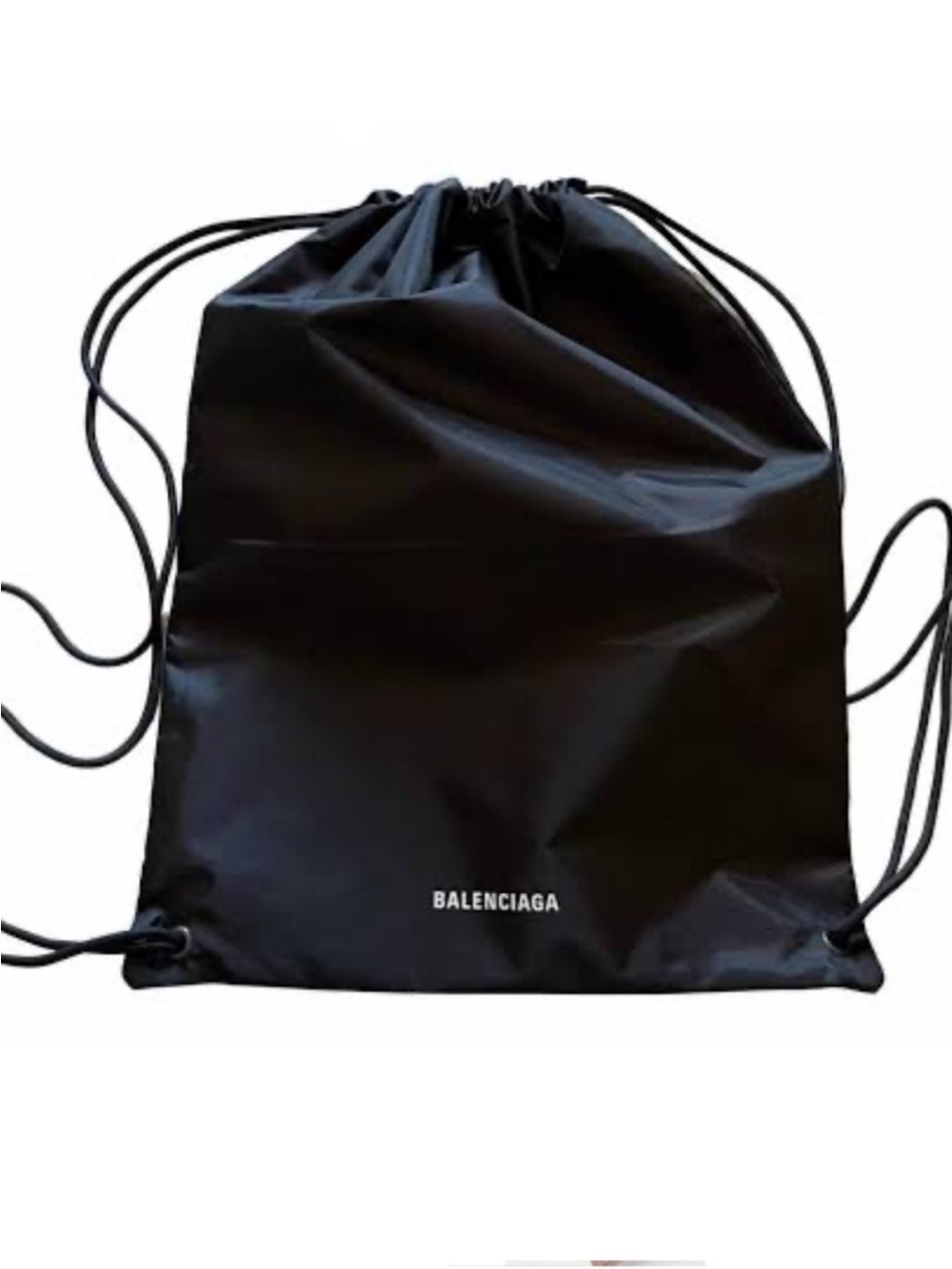 Balenciaga Black Nylon Drawstring Backpack Unisex 19x13.5” NWOT